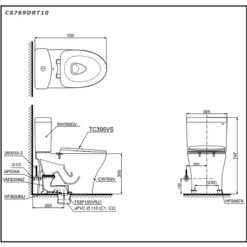Bồn cầu 2 khối TOTO CS769DRT10 nắp đóng êm TC395VS