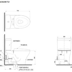 Bồn cầu 2 khối TOTO CS769DRT3 nắp đóng êm TC385VS