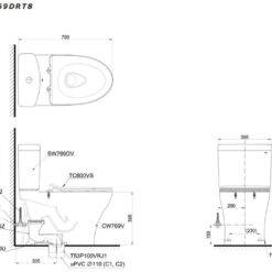 Bồn cầu 2 khối TOTO CS769DRT8 (CS769DT8) nắp đóng êm TC600VS