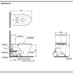 Bồn cầu 2 khối TOTO CS838DT10 nắp đóng êm TC395VS