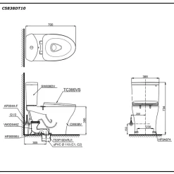 Bồn cầu 2 khối TOTO CS838DT10 nắp đóng êm TC395VS