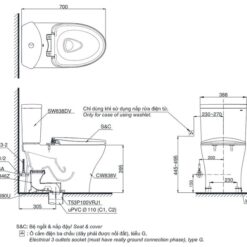 Bồn cầu 2 khối TOTO CS838DT2 nắp đóng êm TC393VS