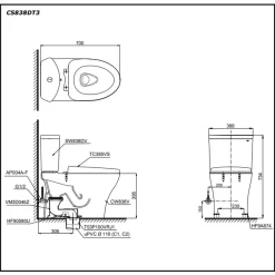 Bồn cầu 2 khối TOTO CS838DT3 nắp đóng êm TC385VS