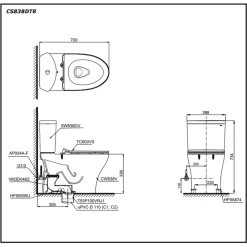 Bồn cầu 2 khối TOTO CS838DT8 nắp đóng êm TC600VS