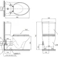 Bồn cầu 2 khối TOTO CS945PDT10 nắp đóng êm TC395VS thoát ngang