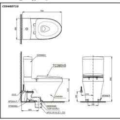 Bồn cầu 2 khối TOTO CS948DT10 nắp đóng êm TC395VS