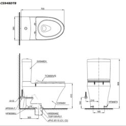 Bồn cầu 2 khối TOTO CS948DT8 nắp đóng êm TC600VS