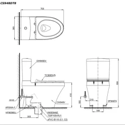 Bồn cầu 2 khối TOTO CS948DT8 nắp đóng êm TC600VS