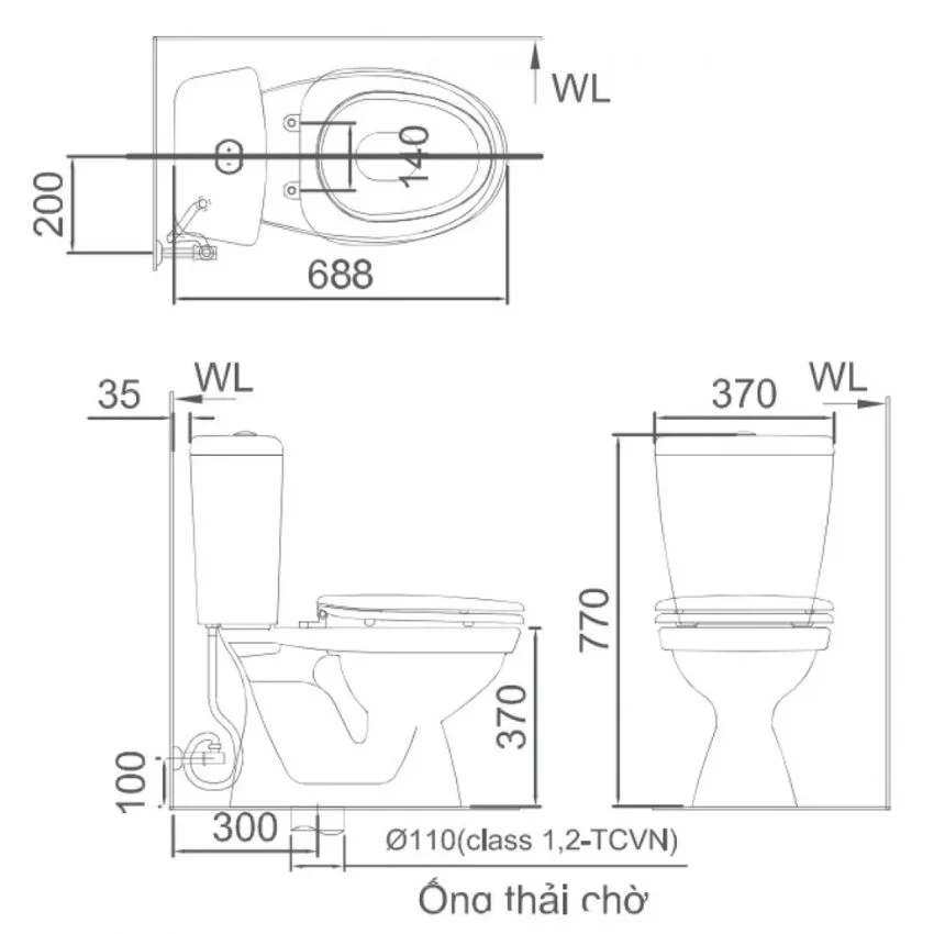 Bồn Cầu INAX C-108VA 2 Khối Nắp Thường Xả Nhấn 12 Bồn Cầu INAX C-108VA 2 Khối