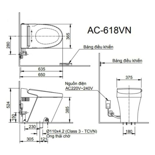 bon cau thong minh inax ac 618vn 5