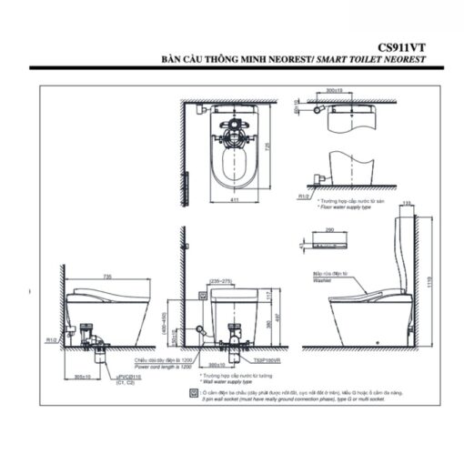 Bồn cầu thông minh Neorest LS TOTO CS911VT TCF87120GAA T53P100VR