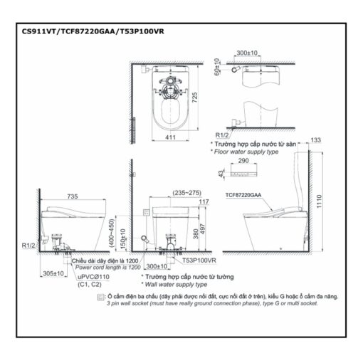 Bồn cầu thông minh Neorest LS TOTO CS911VT TCF87220GAA T53P100VR