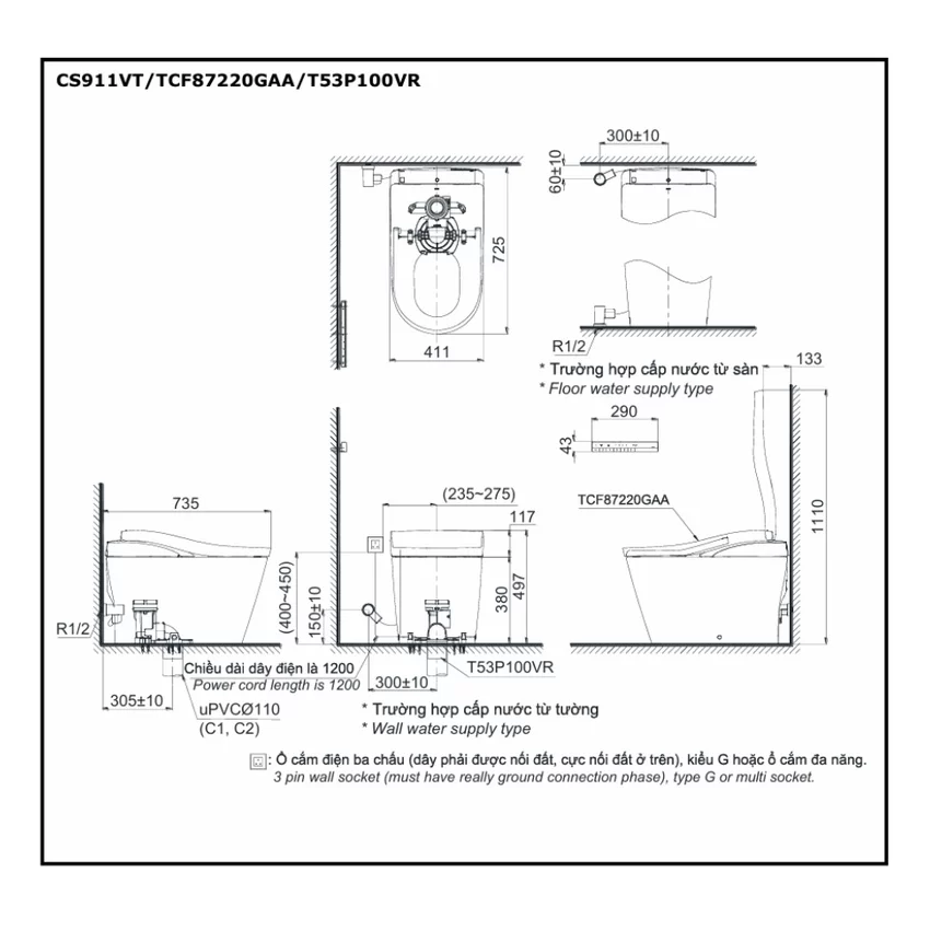 Bồn cầu thông minh Neorest LS TOTO CS911VT TCF87220GAA T53P100VR 10 Bồn cầu thông minh Neorest LS TOTO CS911VT TCF87220GAA T53P100VR
