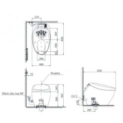 Bồn cầu thông minh Neorest NX II TOTO CS901KVT T53P100VR bảng điều khiển nickel mờ