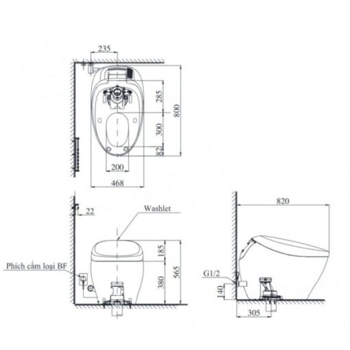 Bồn cầu thông minh Neorest NX II TOTO CS901KVT T53P100VR bảng điều khiển nickel mờ