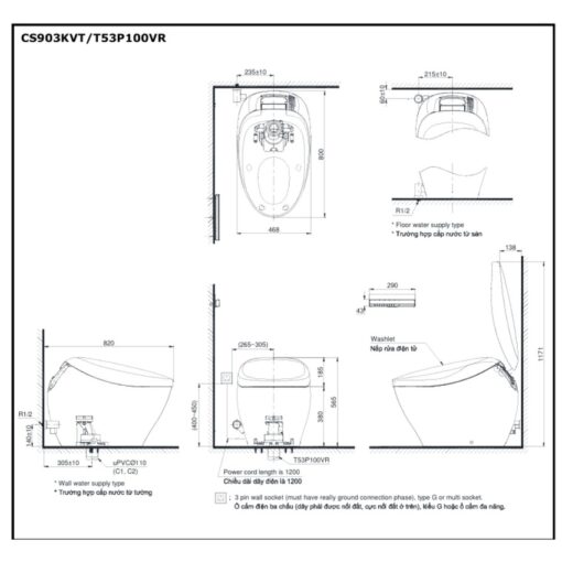Bồn cầu thông minh Neorest NX TOTO CS903KVT T53P100VR công nghệ Actilight
