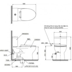 Bồn cầu TOTO CS302DE2 2 khối nắp rửa cơ TCW07S