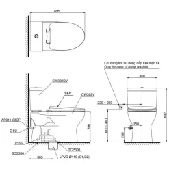 Bồn cầu TOTO CS302DW11 2 khối nắp điện tử Washlet S7 TCF4911Z 14 Bồn cầu TOTO CS302DW11 2 khối nắp điện tử Washlet S7 TCF4911Z