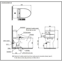 Bồn cầu TOTO CS302DW16 2 khối nắp điện tử Washlet C2 TCF23410AAA