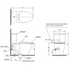 Bồn cầu TOTO CS326DE2 2 khối nắp rửa cơ TCW07S