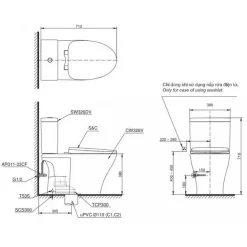 Bồn cầu TOTO CS326DE2 2 khối nắp rửa cơ TCW07S