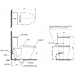 Bồn cầu TOTO CS326DE4 2 khối nắp rửa cơ TCW1211A