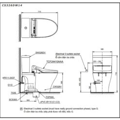 Bồn cầu TOTO CS326DW14 2 khối nắp điện tử Washlet C5 TCF24410AAA