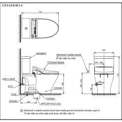 Bồn cầu TOTO CS326DW14 2 khối nắp điện tử Washlet C5 TCF24410AAA