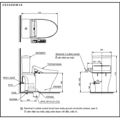 Bồn cầu TOTO CS326DW16 2 khối nắp điện tử Washlet C2 TCF23410AAA 18 Bồn cầu TOTO CS326DW16 2 khối nắp điện tử Washlet C2 TCF23410AAA