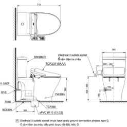 Bồn cầu TOTO CS326DW18 2 khối nắp điện tử TCF23710AAA Washlet C2 cơ bản
