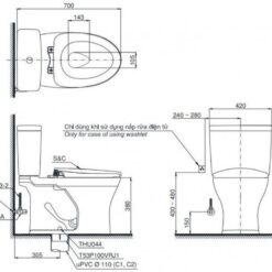 Bồn cầu TOTO CS735DW11 2 khối nắp điện tử Washlet S7 TCF4911Z