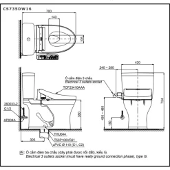 Bồn cầu TOTO CS735DW16 2 khối nắp điện tử Washlet C2 TCF23410AAA 5 Bồn cầu TOTO CS735DW16 2 khối nắp điện tử Washlet C2 TCF23410AAA