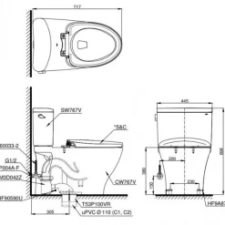 Bồn cầu TOTO CS767CRW15 2 khối nắp điện tử Washlet C5 TCF24460AAA giấu dây 7 Bồn cầu TOTO CS767CRW15 2 khối nắp điện tử Washlet C5 TCF24460AAA giấu dây