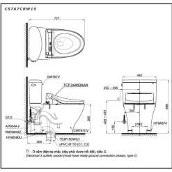 Bồn cầu TOTO CS767CRW15 2 khối nắp điện tử Washlet C5 TCF24460AAA giấu dây 9 Bồn cầu TOTO CS767CRW15 2 khối nắp điện tử Washlet C5 TCF24460AAA giấu dây