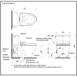 Bồn cầu TOTO CS767RW11 2 khối nắp điện tử Washlet S7 TCF4911Z