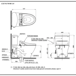 Bồn cầu TOTO CS767RW14 2 khối nắp điện tử Washlet C5 TCF24410AAA 9 Bồn cầu TOTO CS767RW14 2 khối nắp điện tử Washlet C5 TCF24410AAA