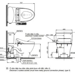Bồn cầu TOTO CS767RW16 2 khối nắp điện tử Washlet C2 TCF23410AAA
