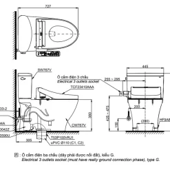 Bồn cầu TOTO CS767RW16 2 khối nắp điện tử Washlet C2 TCF23410AAA 5 Bồn cầu TOTO CS767RW16 2 khối nắp điện tử Washlet C2 TCF23410AAA