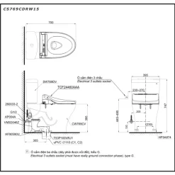 Bồn cầu TOTO CS769CDRW15 2 khối nắp điện tử Washlet C5 TCF24460AAA giấu dây 9 Bồn cầu TOTO CS769CDRW15 2 khối nắp điện tử Washlet C5 TCF24460AAA giấu dây