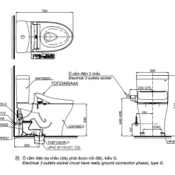 Bồn cầu TOTO CS769CDRW17 2 khối nắp điện tử Washlet C2 TCF23460AAA giấu dây 16 Bồn cầu TOTO CS769CDRW17 2 khối nắp điện tử Washlet C2 TCF23460AAA giấu dây
