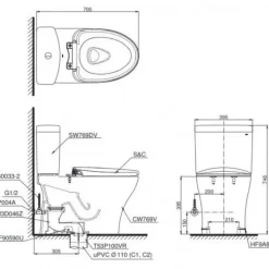 Bồn cầu TOTO CS769DRW14 2 khối nắp điện tử Washlet C5 TCF24410AAA 7 Bồn cầu TOTO CS769DRW14 2 khối nắp điện tử Washlet C5 TCF24410AAA