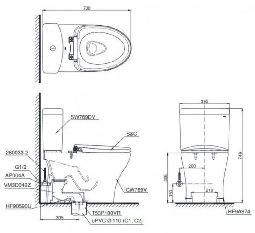 Nắp điện tử Washlet C5 TCF24410AAA Nắp điện tử Washlet C5