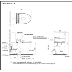 Bồn cầu TOTO CS769DRW14 2 khối nắp điện tử Washlet C5 TCF24410AAA 9 Bồn cầu TOTO CS769DRW14 2 khối nắp điện tử Washlet C5 TCF24410AAA