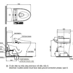 Bồn cầu TOTO CS769DRW16 2 khối nắp điện tử Washlet C2 TCF23410AAA