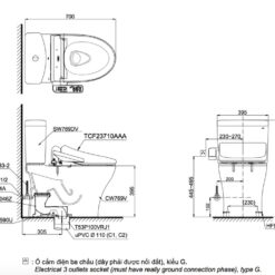 Bồn cầu TOTO CS769DRW18 2 khối nắp điện tử TCF23710AAA Washlet C2 cơ bản