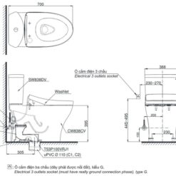 Bồn cầu TOTO CS838CDW12 2 khối nắp điện tử Washlet S7 TCF4911EZ giấu dây