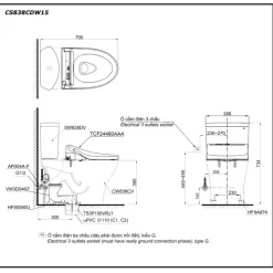 Bồn cầu TOTO CS838CDW15 2 khối nắp điện tử Washlet C5 TCF24460AAA giấu dây 15 Bồn cầu TOTO CS838CDW15 2 khối nắp điện tử Washlet C5 TCF24460AAA giấu dây