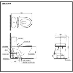 Bồn cầu TOTO CS838DE4 2 khối nắp rửa cơ TCW1211A