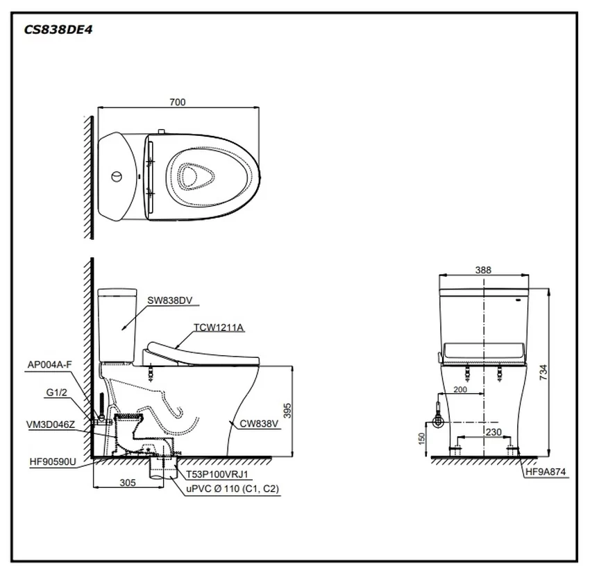Bồn cầu TOTO CS838DE4 2 khối nắp rửa cơ TCW1211A 22 Khách hàng trải nghiệm bồn cầu TOTO CS838DE4