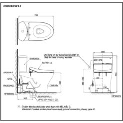 Bồn cầu TOTO CS838DW11 2 khối nắp điện tử Washlet S7 TCF4911Z